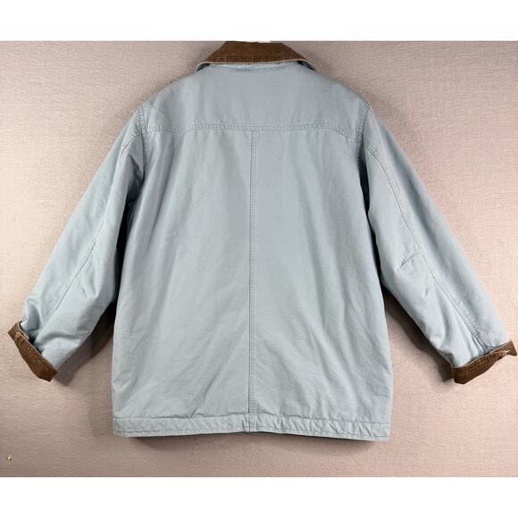 VTG LL Bean Jacket Womens XL Blue Canvas Chore Barn Coat Corduroy THINSULATE - Picture 6 of 12